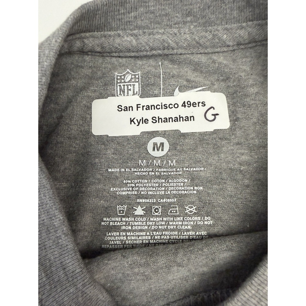 Nike San Francisco 49ers Team Issued Shirt Kyle Shanahan Head Coach NFL Gray M - Picture 2 of 11
